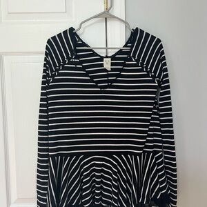 Free People “We The Free” Black and White Striped Top